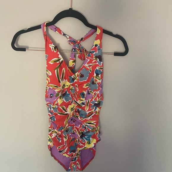 Anne Cole Halter One-Piece Swimsuit Floral-Print Shirred Size 8 NWT - Picture 3 of 9